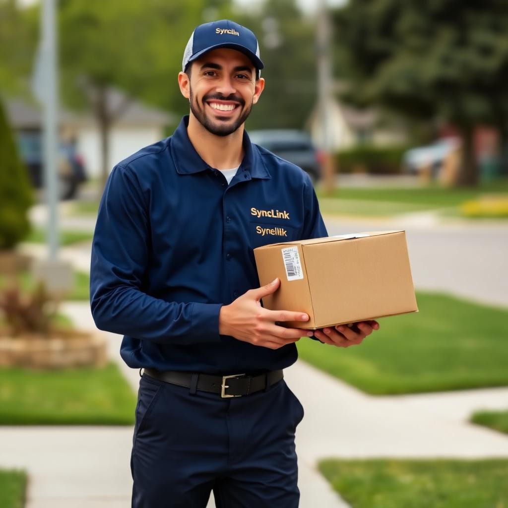 Professional SyncLink courier driver in uniform