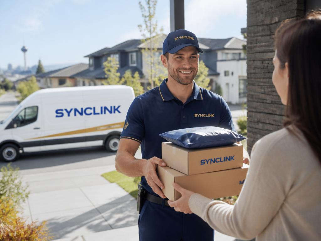 SyncLink courier delivering parcels & boxes