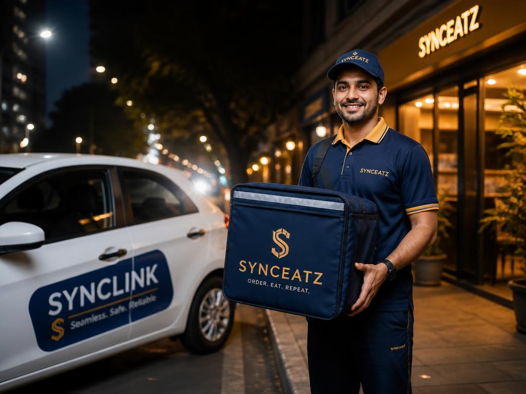 SyncLink courier delivering late-night food & essentials