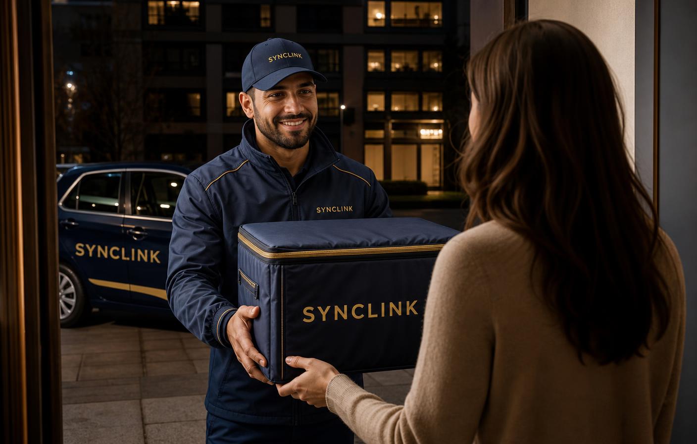 SyncEatz driver delivering late-night food