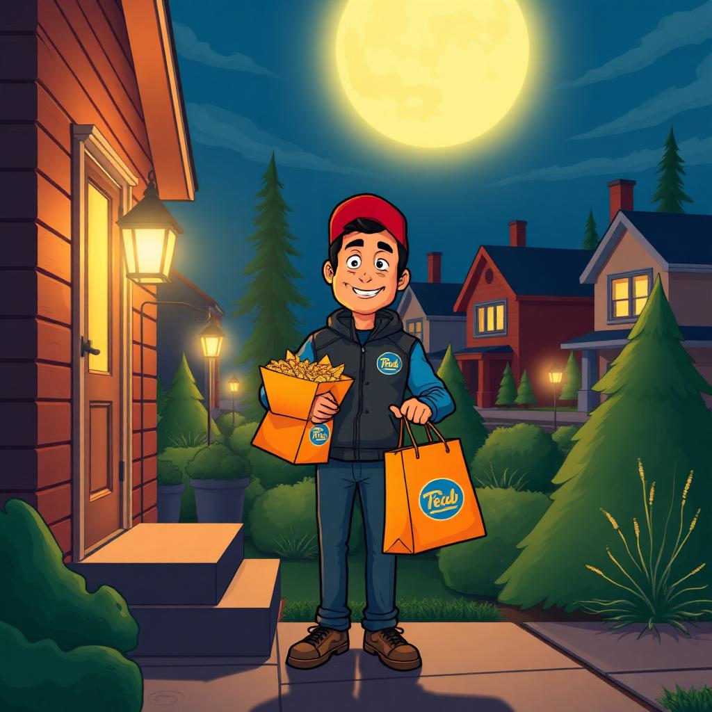 SyncEatz driver delivering late-night food
